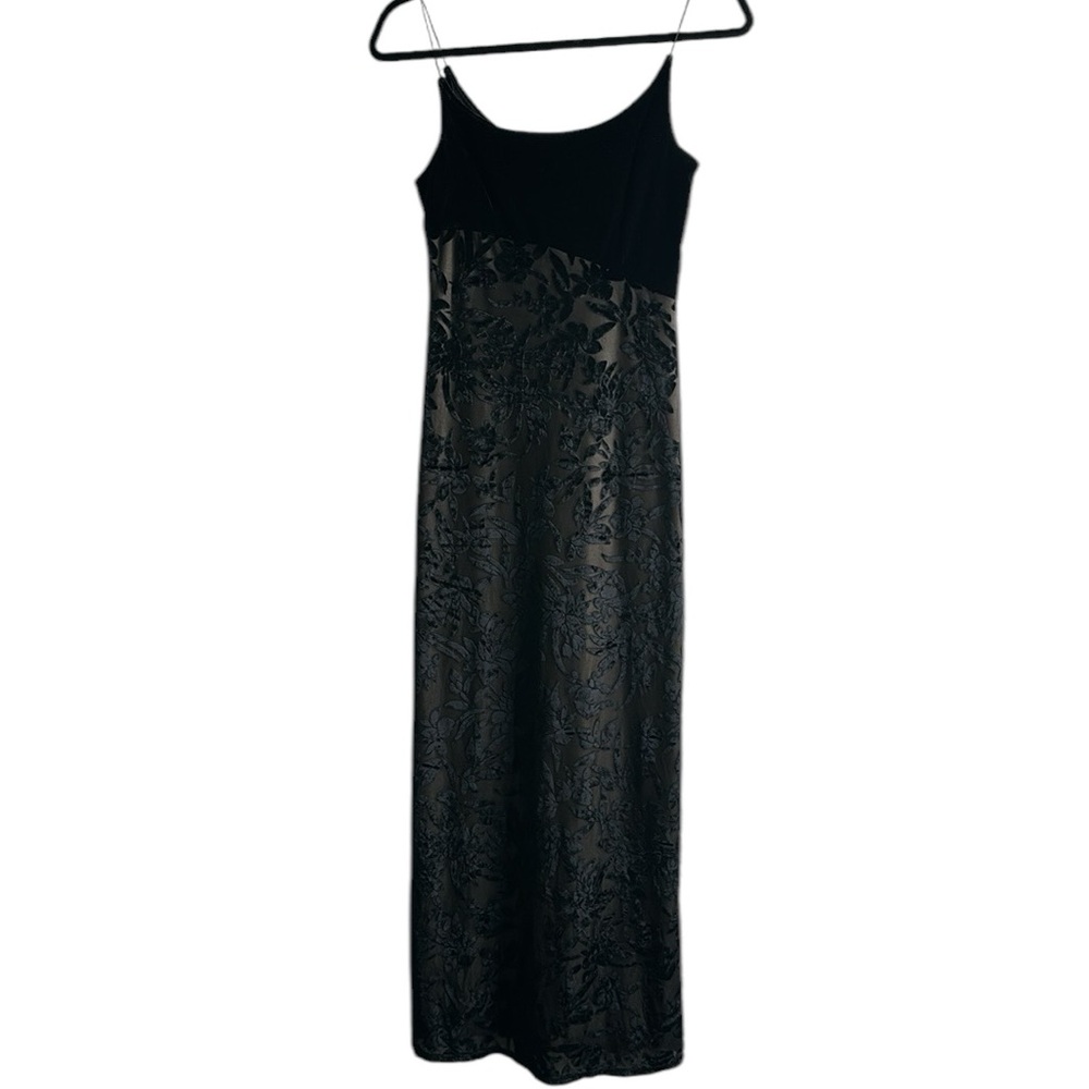 RAMPAGE black burnout velvet maxi dress SZ S whimsigoth dark romantic Y2K 90s - Picture 10 of 12